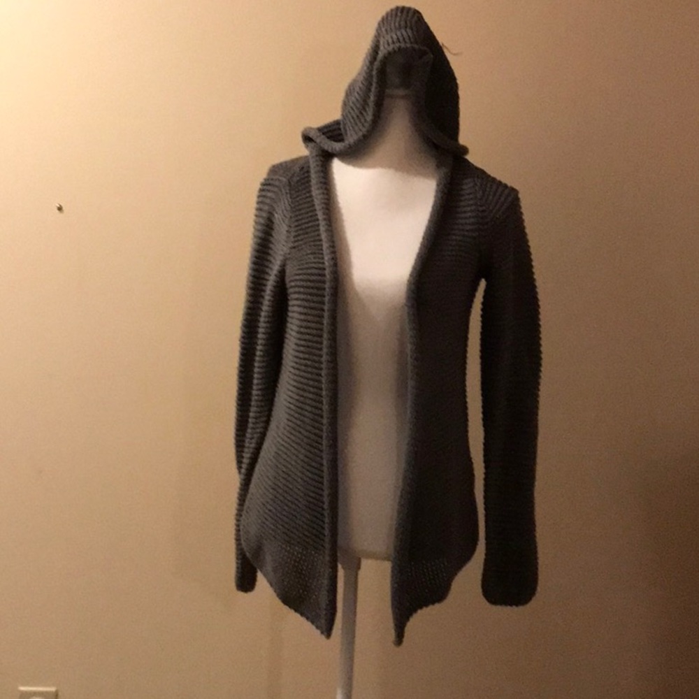 Banana Republic cotton Crochet Look Hooded Cotton Cardigan size M